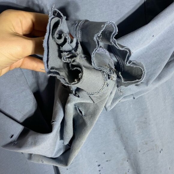 Carhartt Blue Distressed Destroyed Very Worn In Long Sleeve Crew Neck Shirt L - Picture 8 of 16